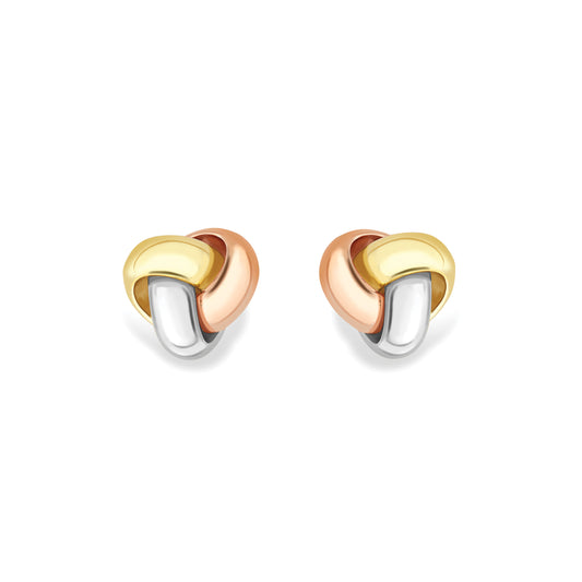 9ct Gold  Three Colour Knot Earrings - EANR02244