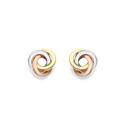 9ct Gold  Three Colour Knot Earrings - EANR02245
