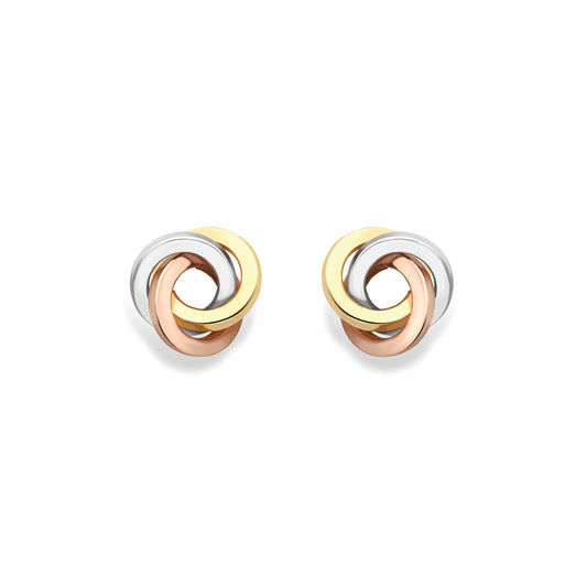 9ct Gold  Three Colour Knot Earrings - EANR02245