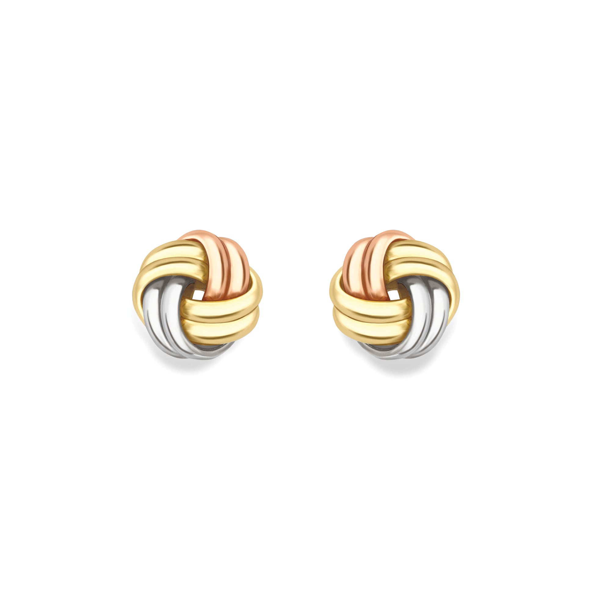 9ct Gold  Three Colour Knot Earrings - EANR02246
