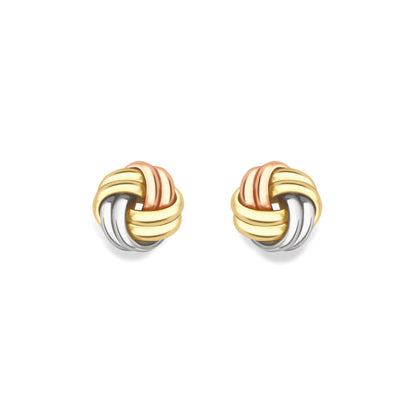 9ct Gold  Three Colour Knot Earrings - EANR02246