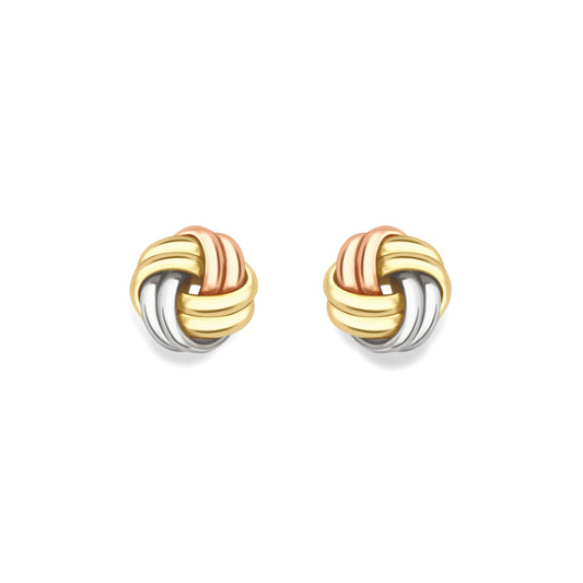 9ct Gold  Three Colour Knot Earrings - EANR02246