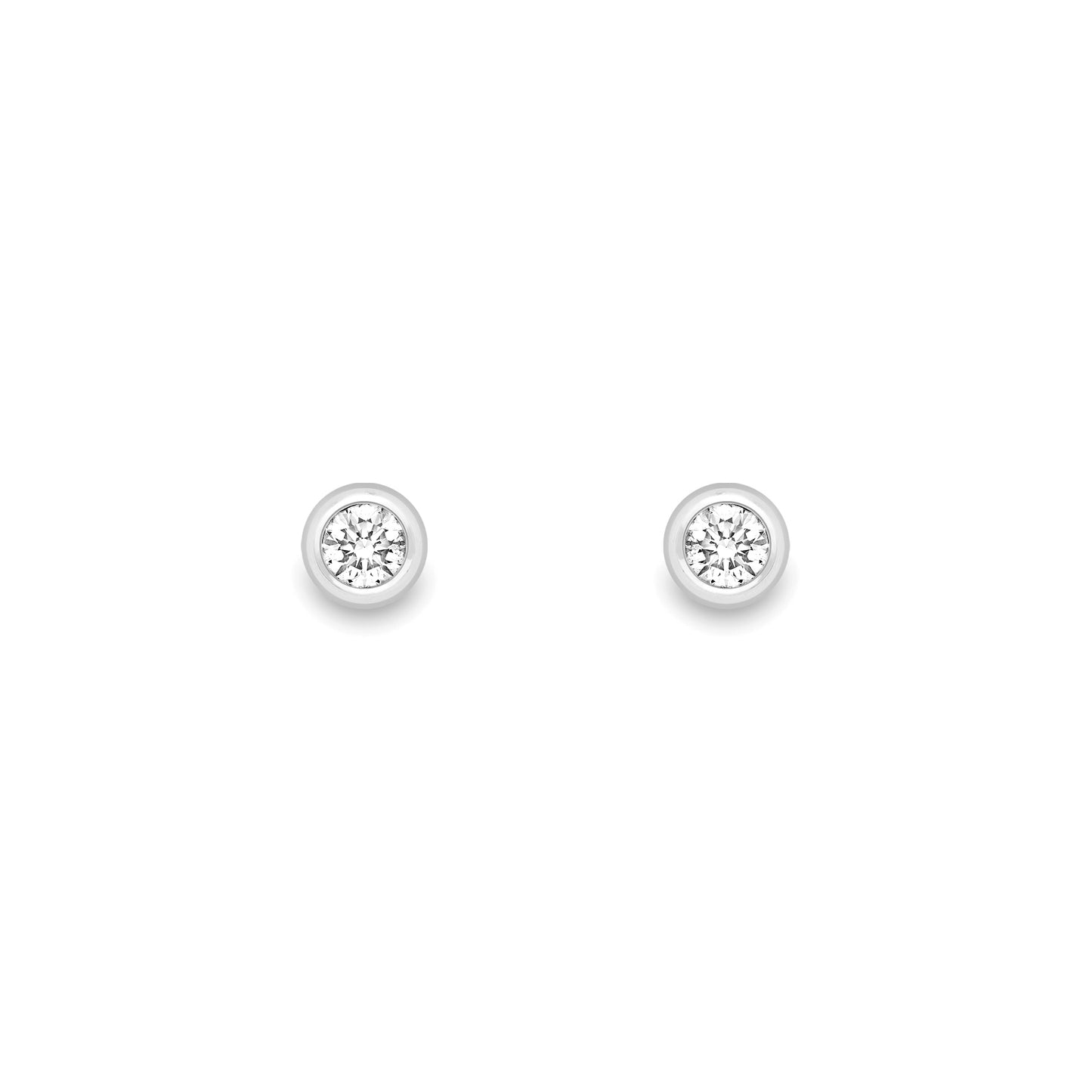 18ct Gold  Rubover Diamond Stud Earrings - EGNR02250
