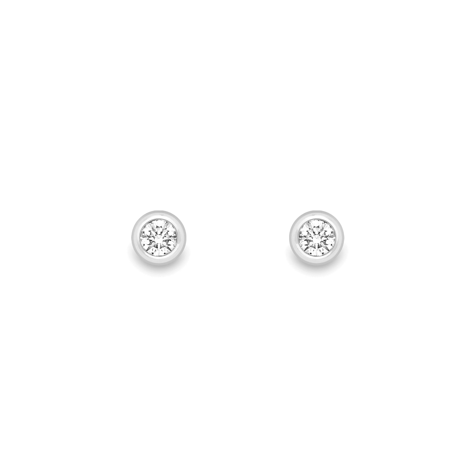 18ct Gold  Rubover Diamond Stud Earrings - EGNR02250
