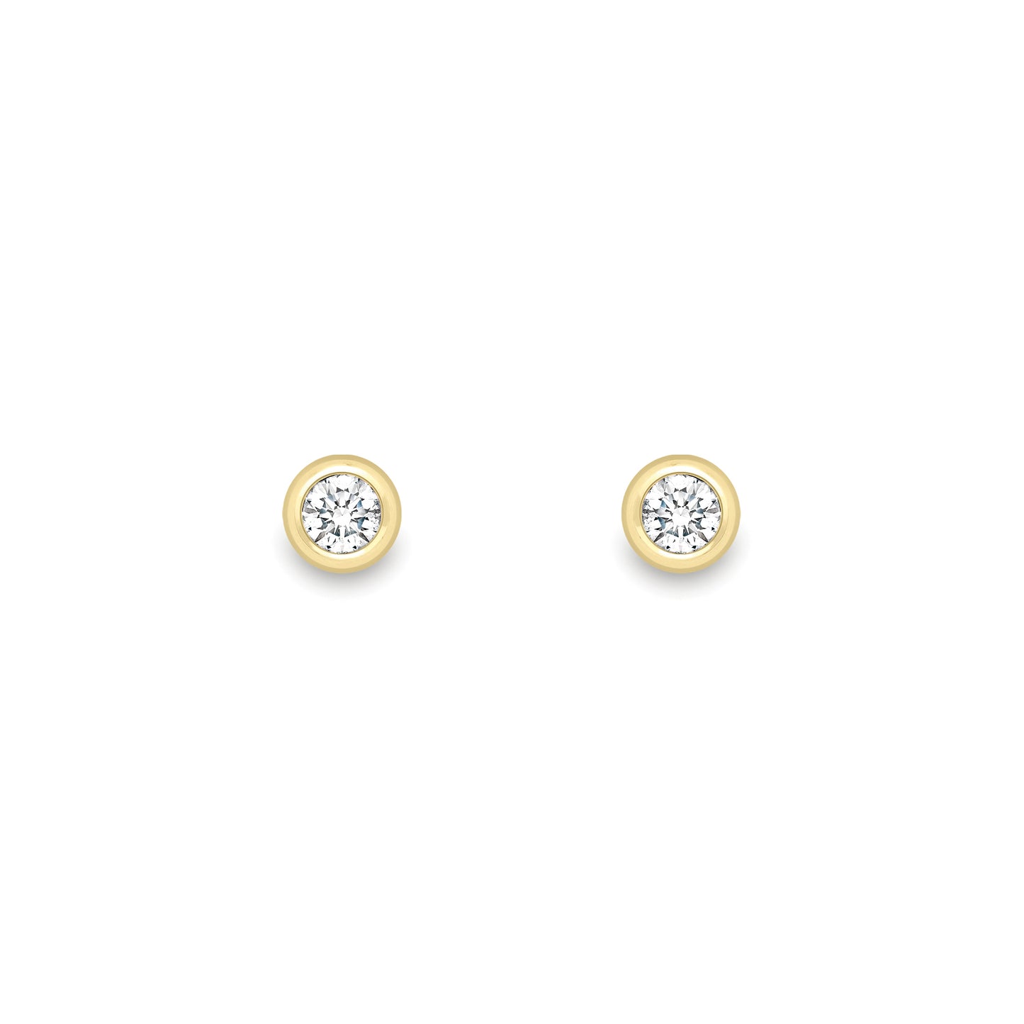 18ct Gold  Rubover Diamond Stud Earrings - EGNR02251
