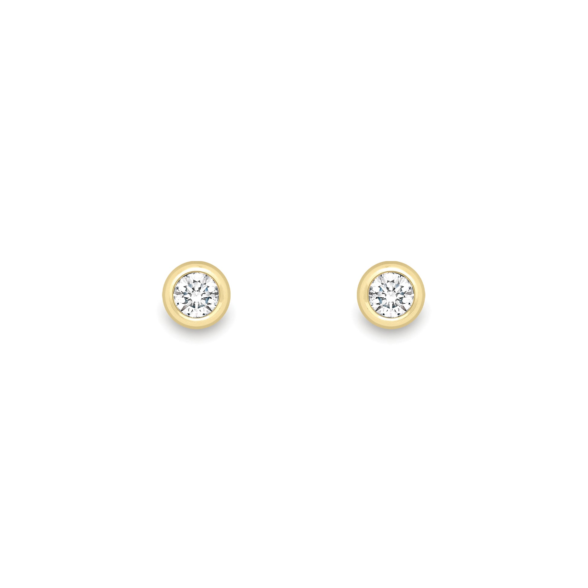 18ct Gold  Rubover Diamond Stud Earrings - EGNR02251