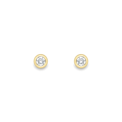 18ct Gold  Rubover Diamond Stud Earrings - EGNR02251