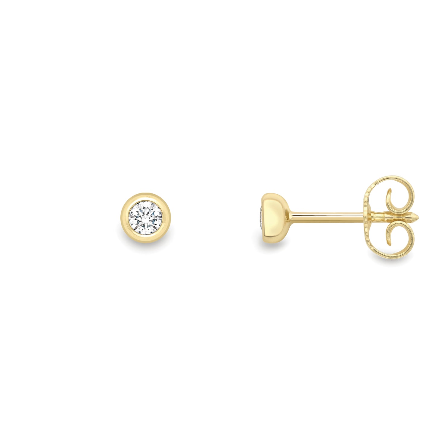 18ct Gold  Rubover Diamond Stud Earrings - EGNR02251