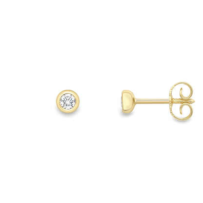 18ct Gold  Rubover Diamond Stud Earrings - EGNR02251