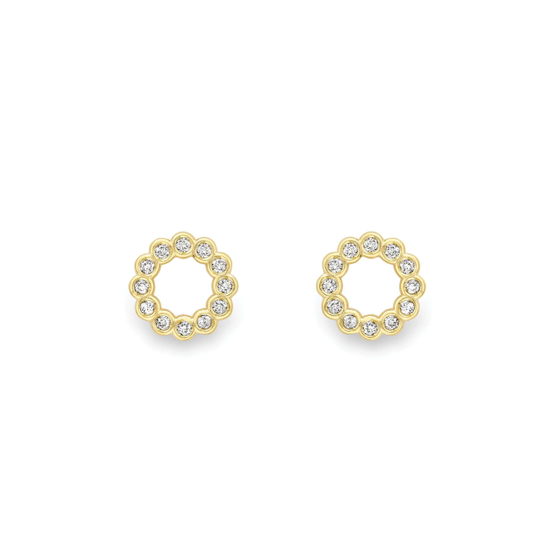 18ct Gold  Circle Diamond Earrings - EGNR02252
