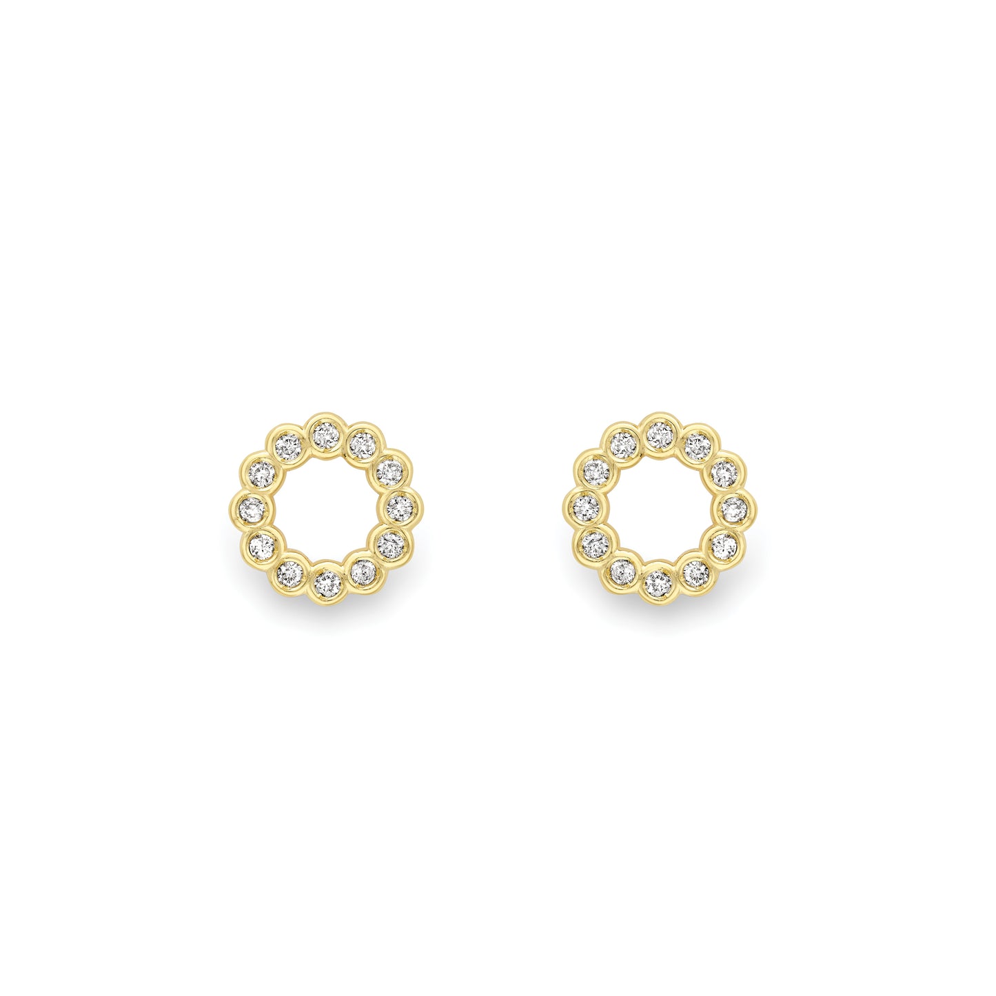 18ct Gold  Circle Diamond Earrings - EGNR02252
