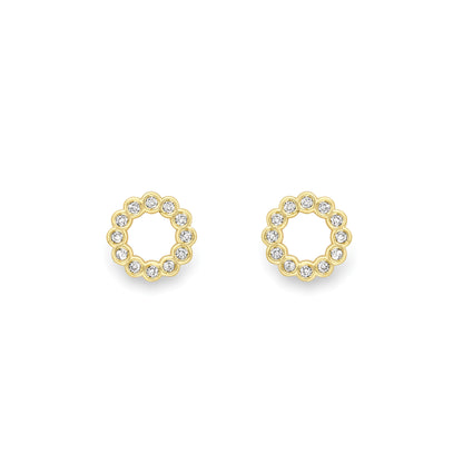 18ct Gold  Circle Diamond Earrings - EGNR02252