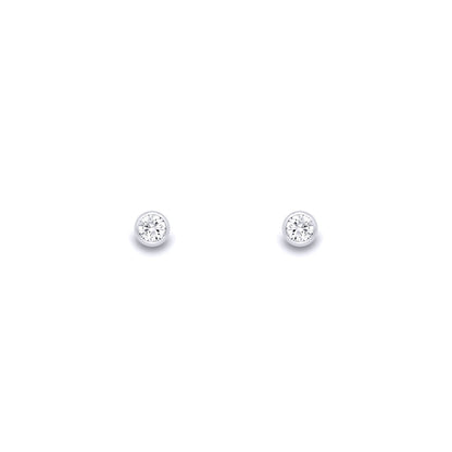 18ct White Gold  Diamond Bubble Solitaire Stud Earrings 3.5mm - EGNR02265