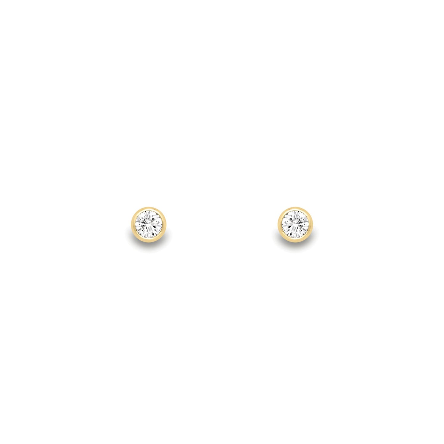 18ct Gold  Diamond Bubble Bezel Solitaire Stud Earrings 3.5mm - EGNR02266