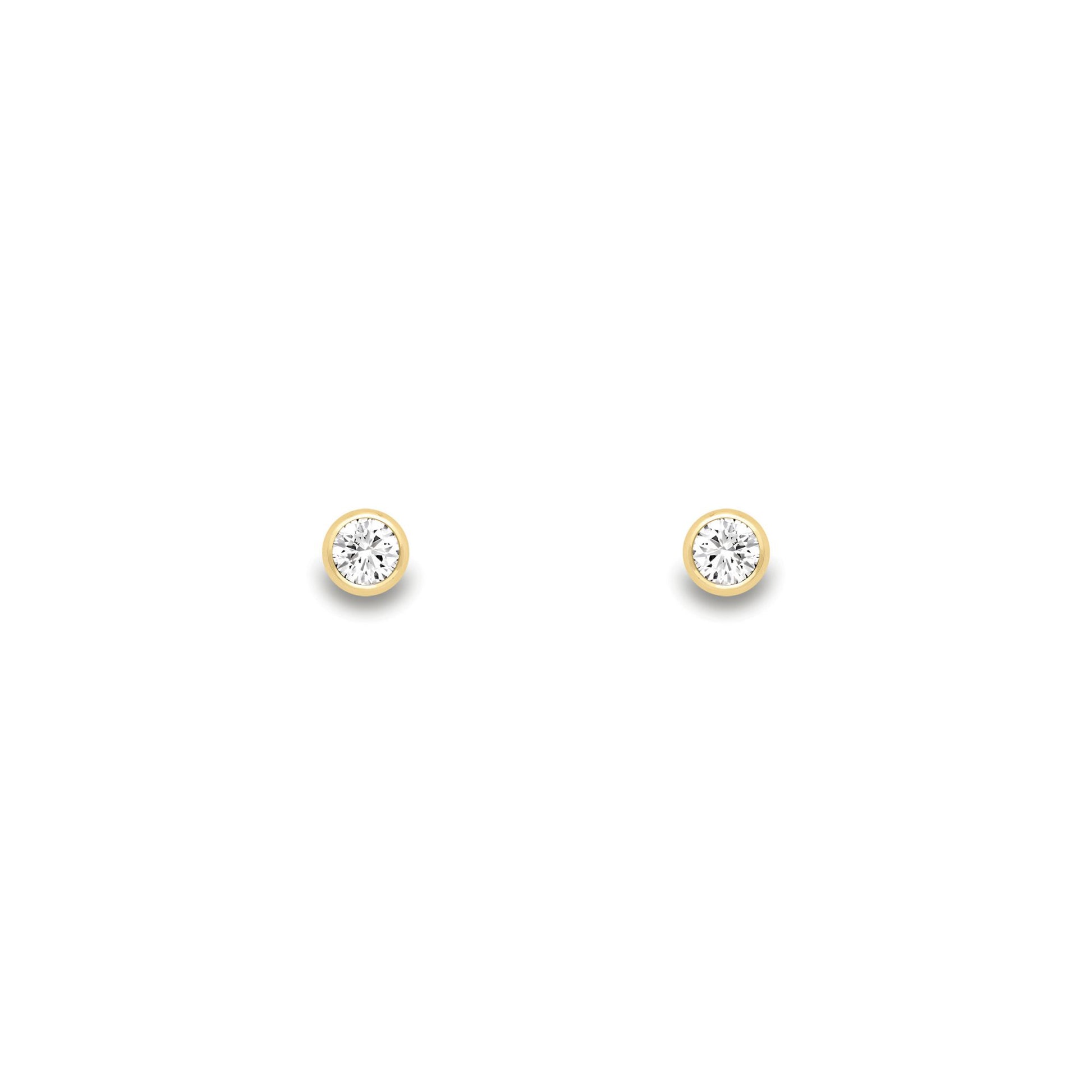 18ct Gold  Diamond Bubble Bezel Solitaire Stud Earrings 3.5mm - EGNR02266