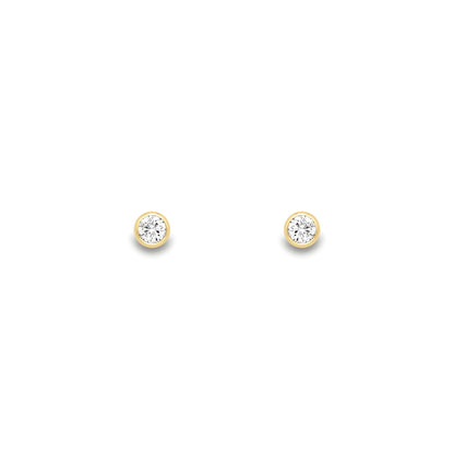 18ct Gold  Diamond Bubble Bezel Solitaire Stud Earrings 3.5mm - EGNR02266