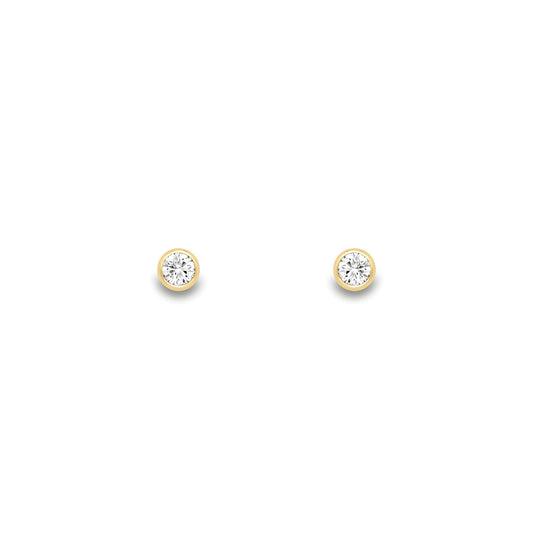 18ct Gold  Diamond Bubble Bezel Solitaire Stud Earrings 3.5mm - EGNR02266