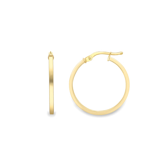 18ct Gold  18ct Square Tube Hoops - EGNR02662