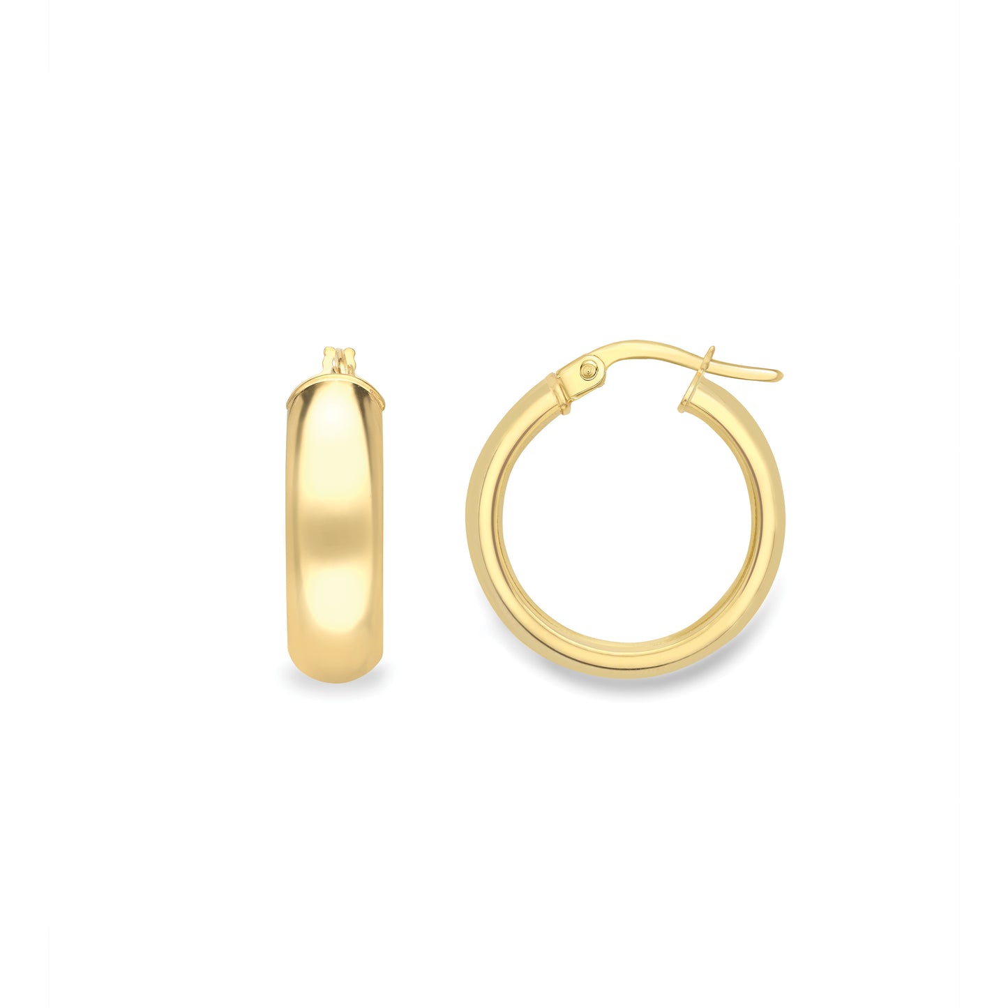 18ct Gold  Classic D/Shape Hoop Earrings - EGNR02680