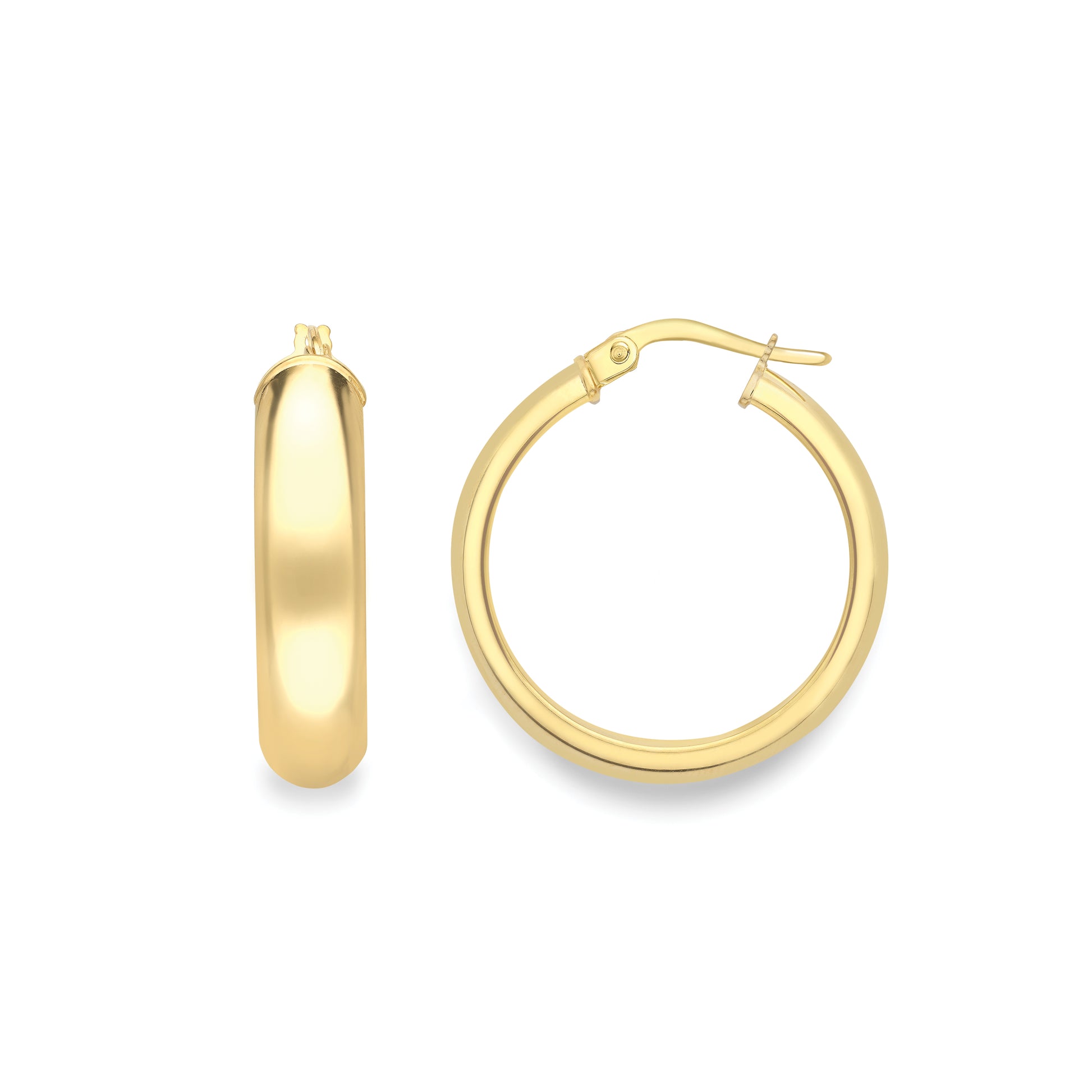 18ct Gold  Classic D/Shape Hoop Earrings - EGNR02681