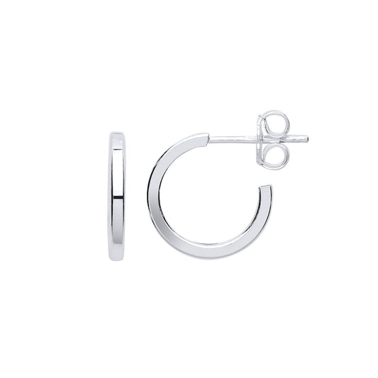 Silver Square Tube Hoop Earrings 14mm - ER101