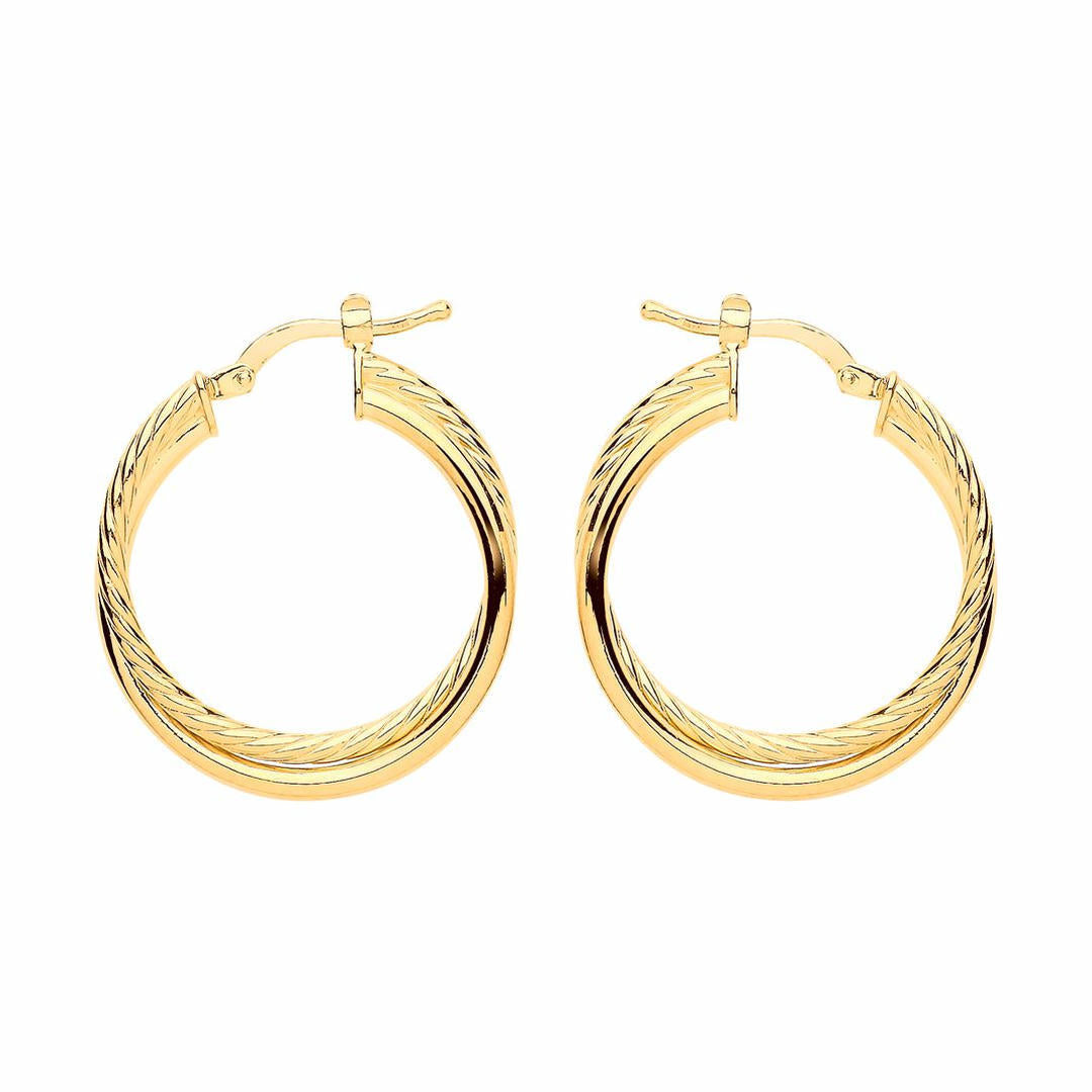 Gilded Silver  Twisted Double Hoop Earrings 24mm - ER106