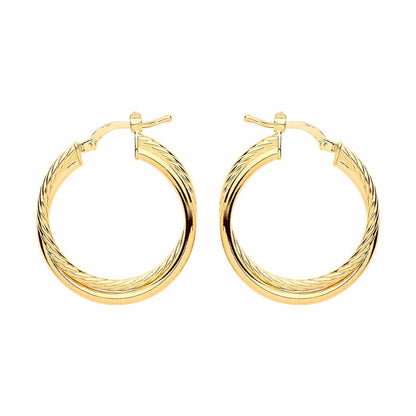Gilded Silver  Twisted Double Hoop Earrings 24mm - ER106