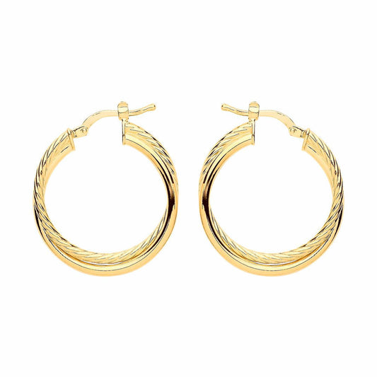 Gilded Silver  Twisted Double Hoop Earrings 24mm - ER106