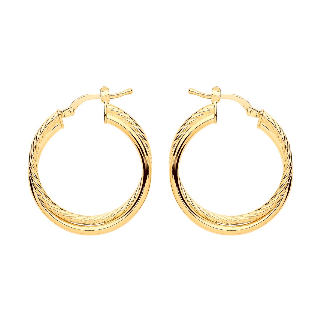 Gilded Silver  Twisted Double Hoop Earrings 24mm - ER106
