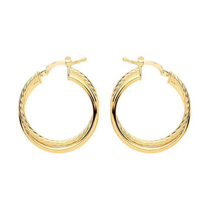 Gilded Silver  Twisted Double Hoop Earrings 24mm - ER106