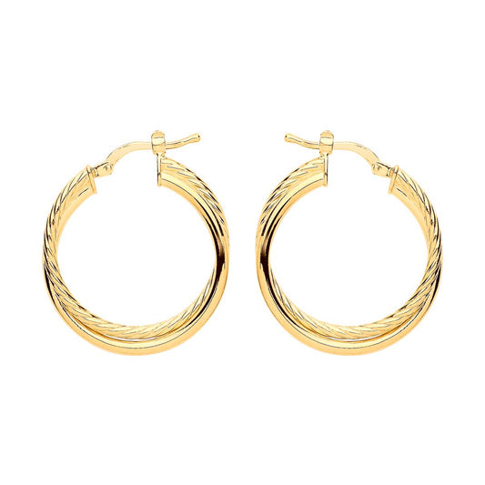 Gilded Silver  Twisted Double Hoop Earrings 24mm - ER106