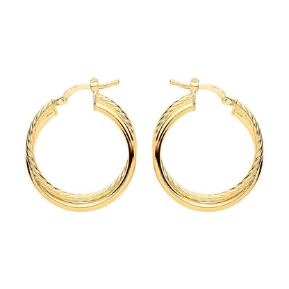Gilded Silver  Twisted Double Hoop Earrings 24mm - ER106