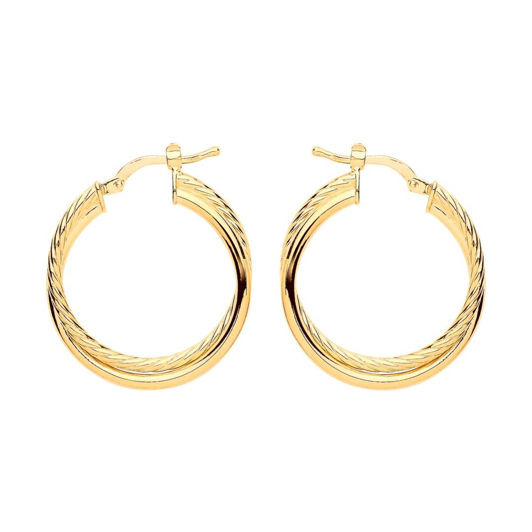 Gilded Silver  Twisted Double Hoop Earrings 24mm - ER106