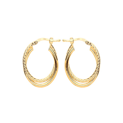 Gilded Silver  Twist Double Oval Hoop Earrings - ER107