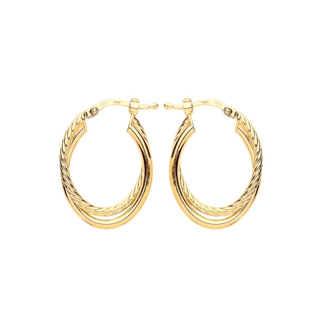 Gilded Silver  Twist Double Oval Hoop Earrings - ER107
