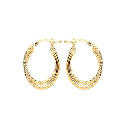 Gilded Silver  Twist Double Oval Hoop Earrings - ER107