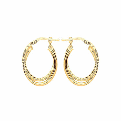 Gilded Silver  Twist Double Oval Hoop Earrings - ER107