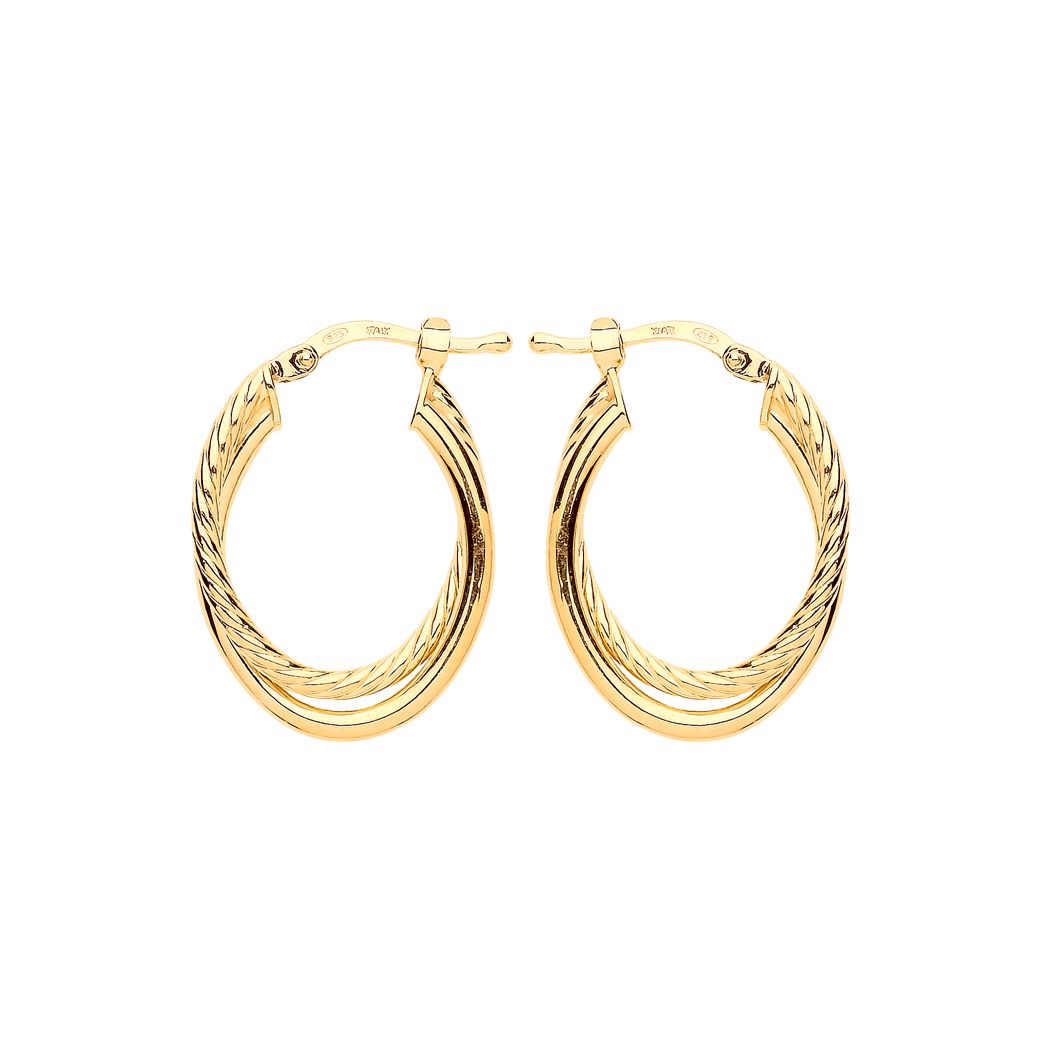 Gilded Silver  Twist Double Oval Hoop Earrings - ER107