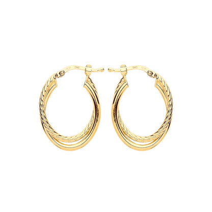 Gilded Silver  Twist Double Oval Hoop Earrings - ER107