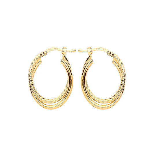 Gilded Silver  Twist Double Oval Hoop Earrings - ER107