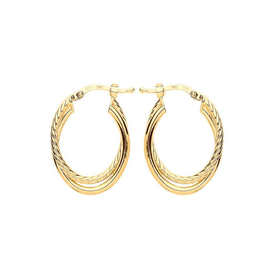 Gilded Silver  Twist Double Oval Hoop Earrings - ER107
