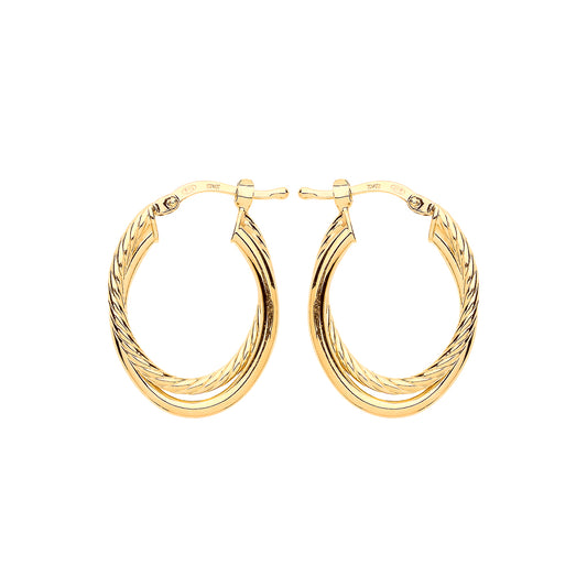 Gilded Silver  Twist Double Oval Hoop Earrings - ER107