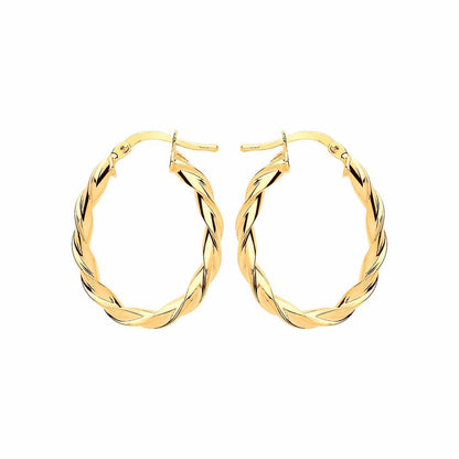 Gilded Silver  Candy Twist Oval Hoop Earrings 21mm x 28mm - ER108G