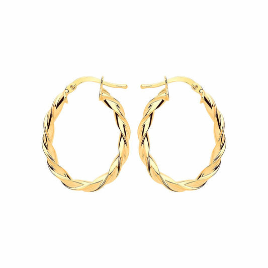 Gilded Silver  Candy Twist Oval Hoop Earrings 21mm x 28mm - ER108G