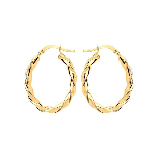 Gilded Silver  Candy Twist Oval Hoop Earrings 21mm x 28mm - ER108G