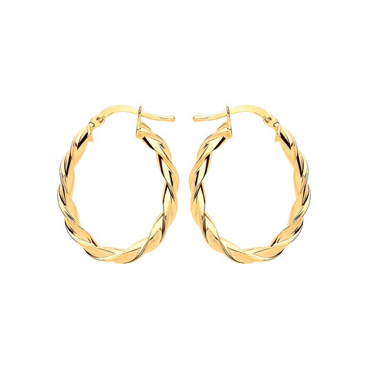 Gilded Silver  Candy Twist Oval Hoop Earrings 21mm x 28mm - ER108G