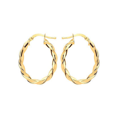 Gilded Silver  Candy Twist Oval Hoop Earrings 21mm x 28mm - ER108G