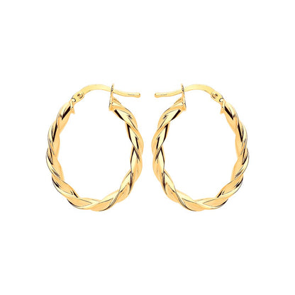 Gilded Silver  Candy Twist Oval Hoop Earrings 21mm x 28mm - ER108G