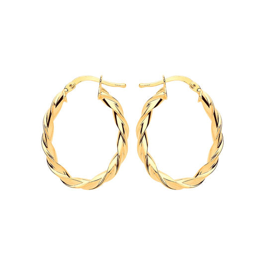 Gilded Silver  Candy Twist Oval Hoop Earrings 21mm x 28mm - ER108G