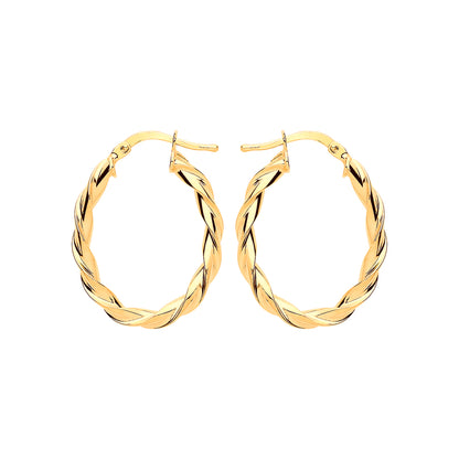 Gilded Silver  Candy Twist Oval Hoop Earrings 21mm x 28mm - ER108G